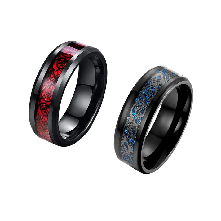 Dragon Celtic Stainless Steel Rings for Men – Pack of 2