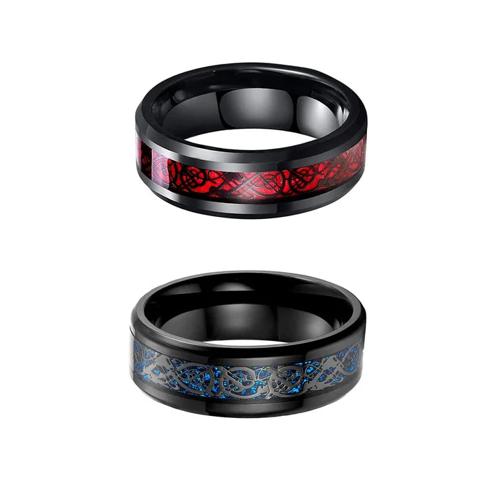 Dragon Celtic Stainless Steel Rings for Men – Pack of 2